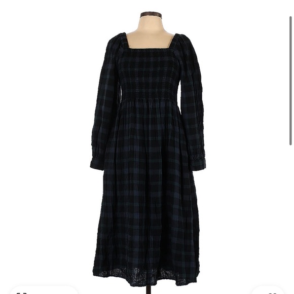 Madewell Plaid Midi Dress Double Gauze - Picture 2 of 3